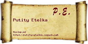 Putity Etelka névjegykártya